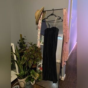 90s George F Couture Glamorous Pleated Crepe Black Dress
